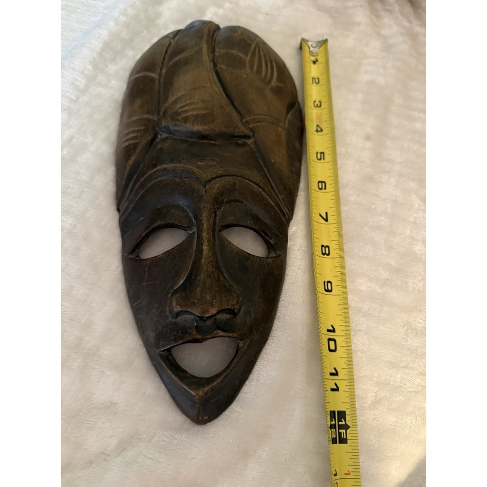 Vintage Folk Art Carved Wood MASK Indigenous Tribal Art - Picture 7 of 8